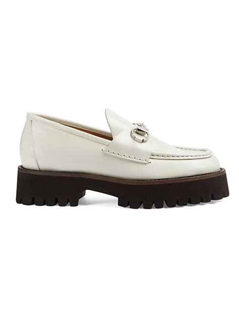 white and gold gucci creepers|Gucci Sylke Leather Creeper.